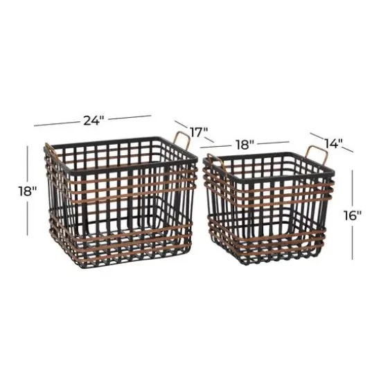 Black Seagrass Farmhouse Storage Basket Set {6}