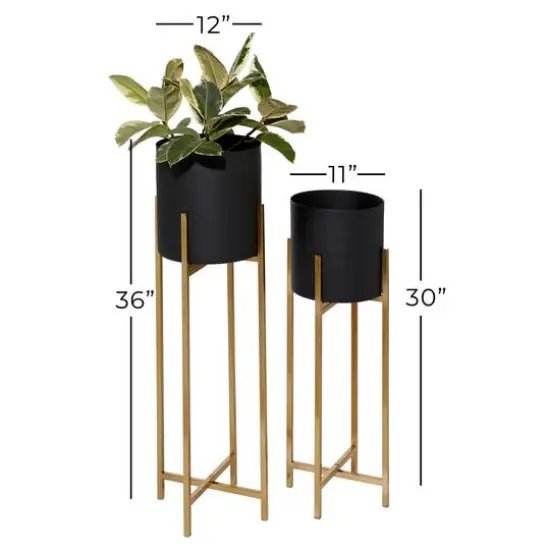 Black Metal Contemporary Stand Planter Set {6}