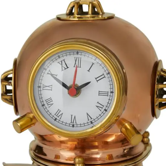 8" Brass Diver Helmet Clock Copper {7}