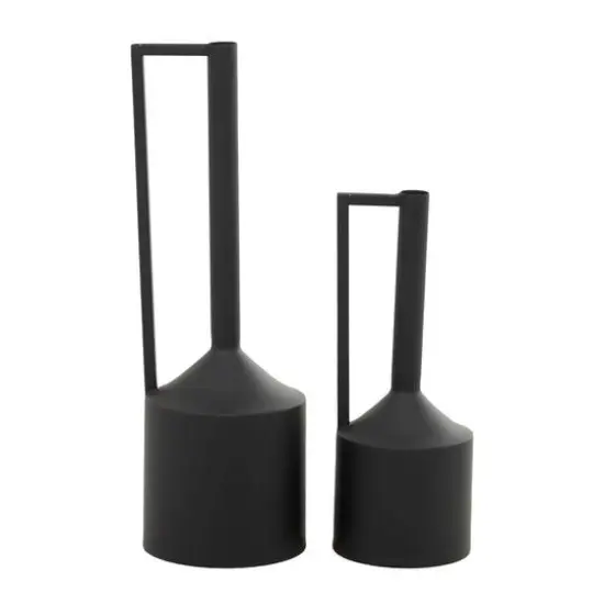 CosmoLiving by Cosmopolitan Black Metal Vase with Handles Set of 2 22", 16" {3}