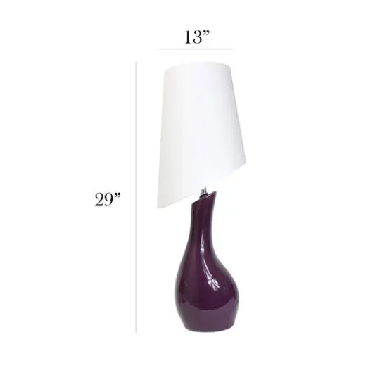 Elegant Designs&trade; 2.5ft. Curved Purple Ceramic Table Lamp with White Shade {4}