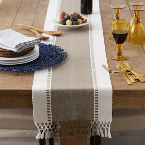 DII&reg; 108" Dobby Stripe Table Runner Brown {4}