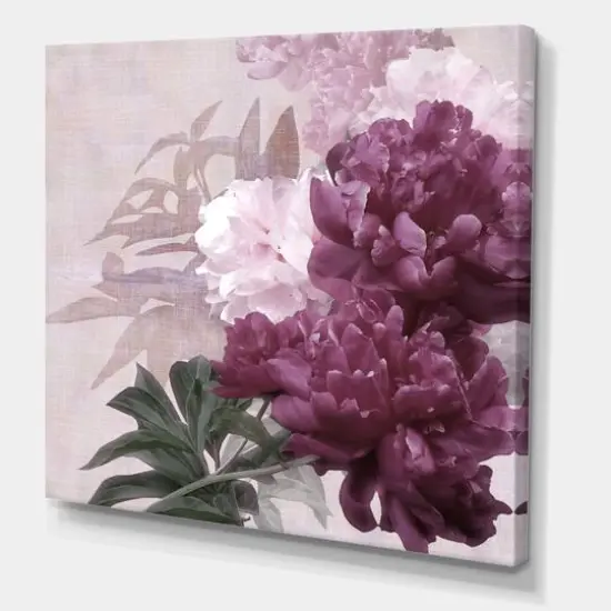 Designart - Vintage Purple and Pink Flowers I - Traditional Canvas Wall Art Print {2}
