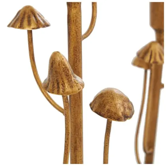 Gold Metal Abstract Mushroom Inspired Candle Holder Set {5}