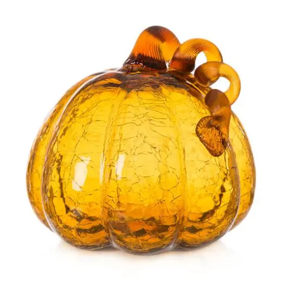 Glitzhome&reg; Crackle Glass Pumpkin, Amber {7}