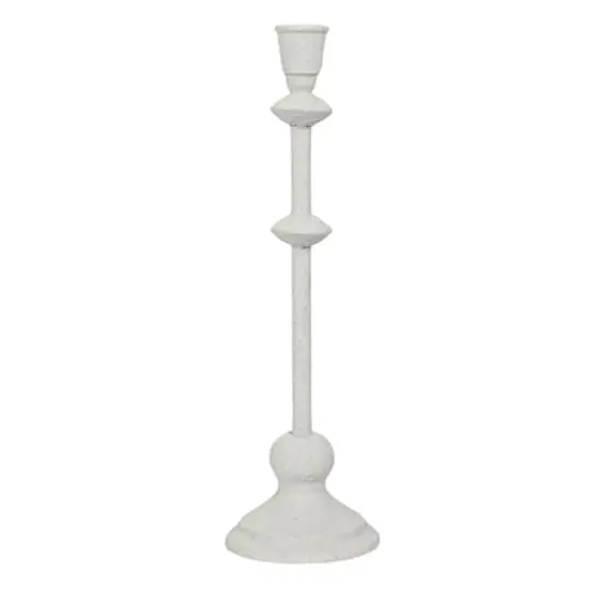 Hello Honey&reg; Antique White Sand Finish Tall Metal Taper Candle Holder {7}