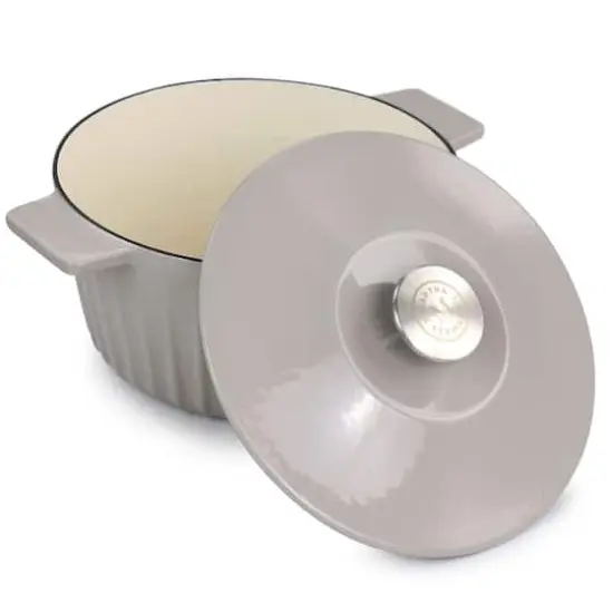 Martha Stewart 3qt. Light Taupe Enameled Cast Iron Dutch Oven with Lid {5}