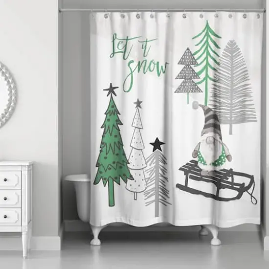 Let It Snow Tree Gnome Shower Curtain {3}