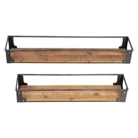 Honey Can Do Floating Decorative Metal & Wood Wall Shelves Set {10}