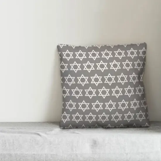 Gray Star of David Pattern 18x18 Spun Poly Pillow {4}