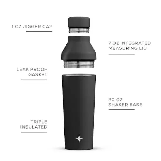 JoyJolt&reg; 20oz. Vacuum Insulated Cocktail Protein Shaker Black {5}