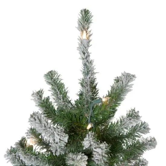 7ft Pre-Lit Flocked Alpine Artificial Christmas Tree, Clear Lights {5}