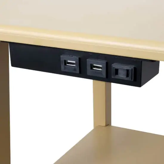 Simple Designs 57" 2 Tier Floor Lamp with USB & Outlet Tan {9}