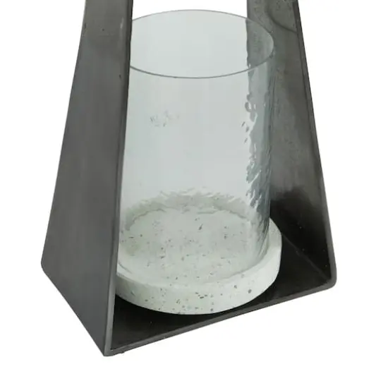 Black Terrazzo Contemporary Candle Holder Lantern, 18" x 8" x 5" {4}