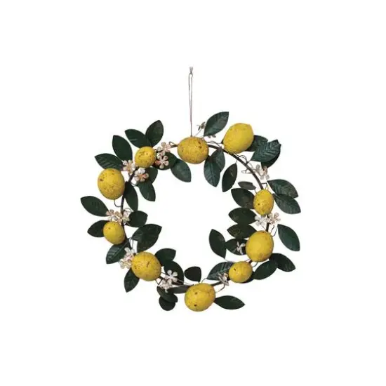Hello Honey&reg; 16" Hand-Painted Lemon & Leaves Metal Wreath {1}