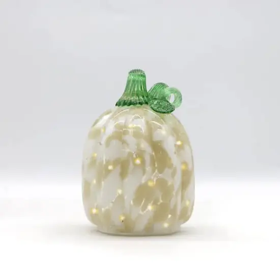 Small Warm White LED Cream Glass Pumpkin by Ashland&reg; {3}