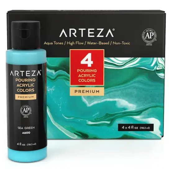 Arteza&reg; 4 Color Aqua Tones Acrylic Pouring Paint Set {1}