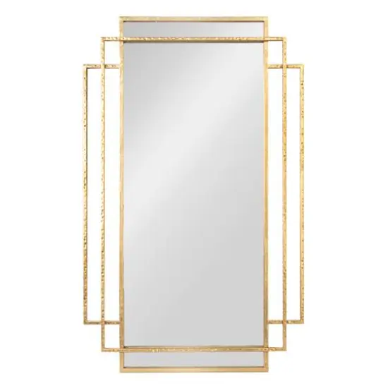 Hello Honey® 34.5" Gold Metal Wall Mirror with Reclaimed Wood Border {8}