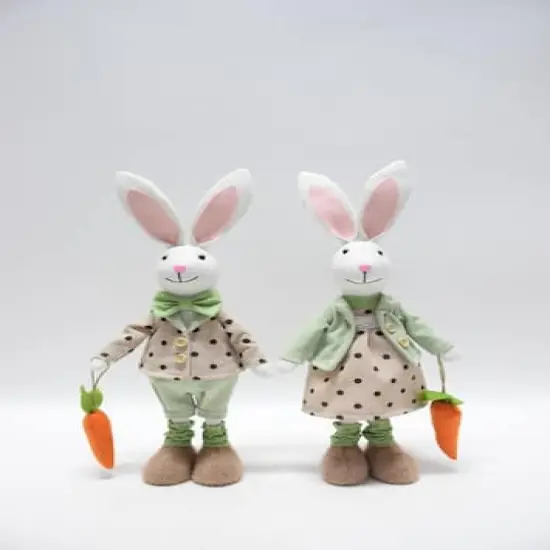 18.5" Polka Dot Coat Rabbit Standing Easter Figurine {4}