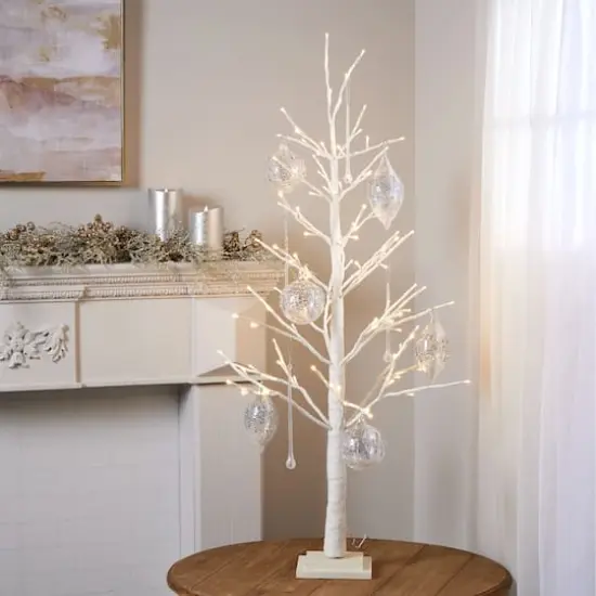 4ft. Glittery White LED Twig Tree {3}