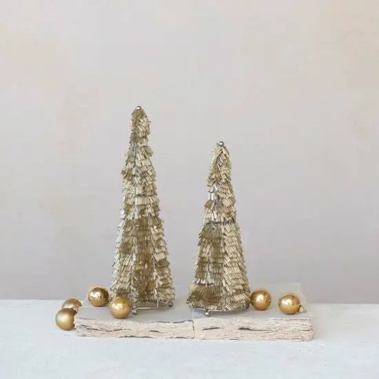Hello Honey® 10.75" Gold & Nickel Wire & Glass Beaded Christmas Tree {3}