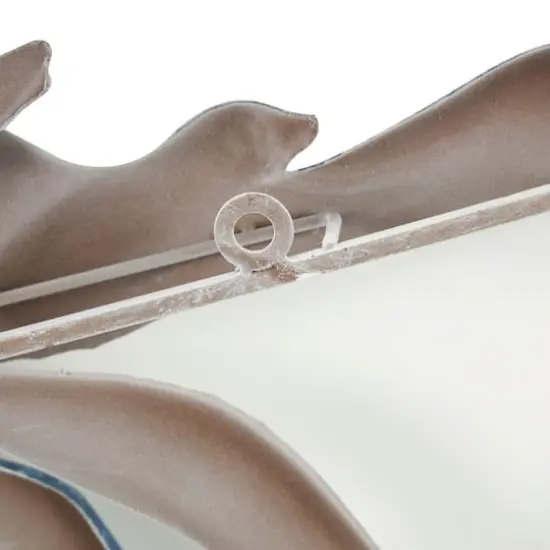 38" Blue Metal Bird Wall D&eacute;cor with Brown Distressed Accents {8}