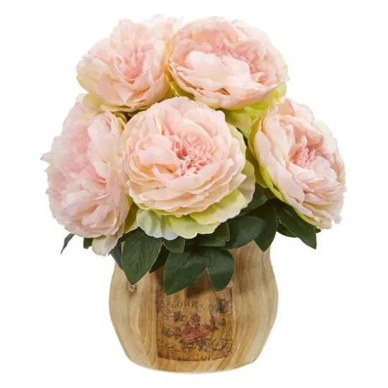 Peony Artificial Arrangement in Decorative Planter {1}