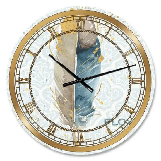 Designart 'Fields Of Gold Watercolor Flower Iv Glam Wall Clock {1}