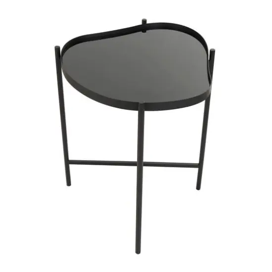 Black Metal Abstract Wavy Accent Table with X-Shaped Base {3}
