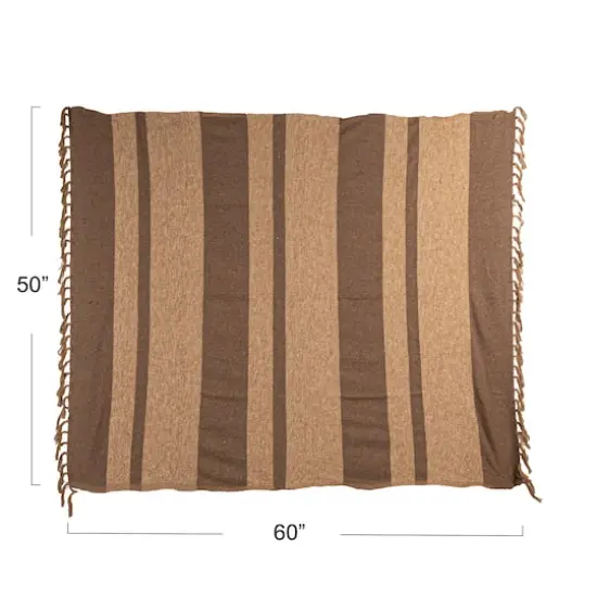 Hello Honey&reg; Beige & Brown Savannah Stripe Cotton Blend Throw with Fringe {5}