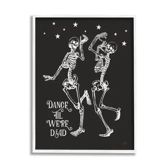 Stupell Industries 16" x 20" Dance 'Til We're Dead Skeletons White Framed Gicl&eacute;e Art {1}
