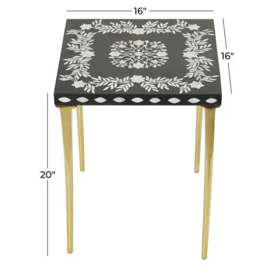 20" Gold Eclectic Aluminum Accent Table {8}