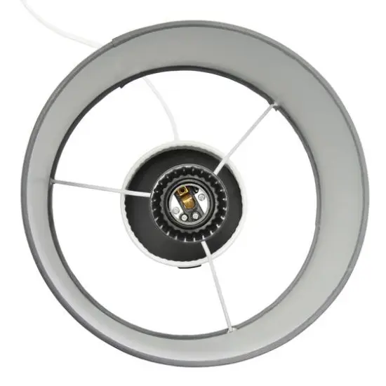 Simple Designs 18.5" Hammered Metal Container Base Table Lamp with USB Charging Port Gray/White {13}