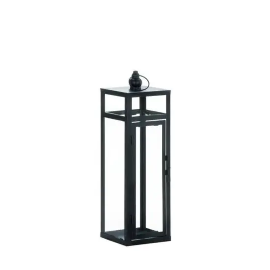 17" Black Dramatic Geometry Lantern {1}