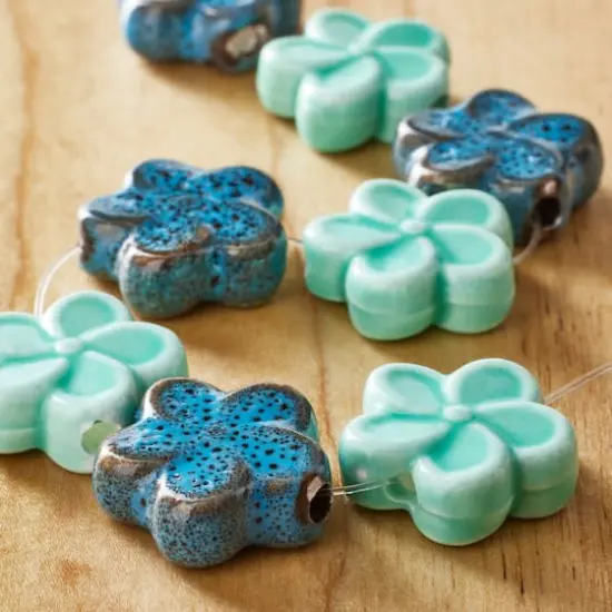 Aqua Mix Flower Ceramic Beads, 18mm by Bead Landing&trade; {3}