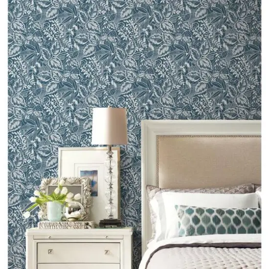 RoomMates Vintage Batik Jungle Peel & Stick Wallpaper Blue/White {5}