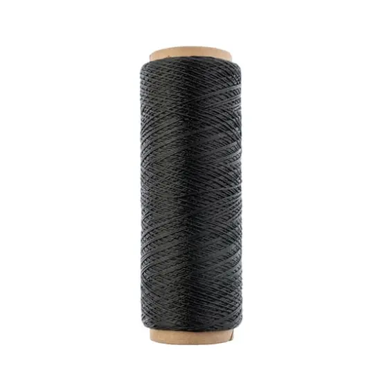 Gudebrod 0.015" 3 Ply Waxed Thread, 500ft. Black {3}