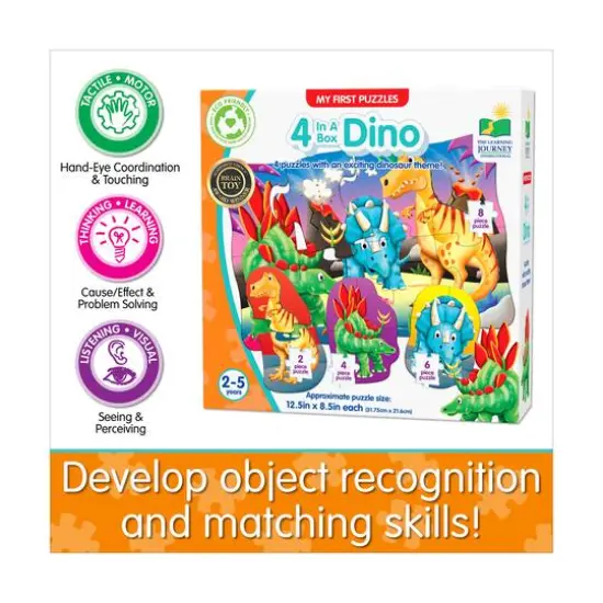 My First Puzzles - 4 In A Box - Dino: 20 Pcs {8}