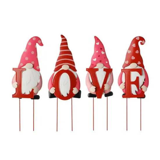Glitzhome&reg; 24" Metal Valentine's LOVE Gnome Yard Stake & Hanging Sign {1}
