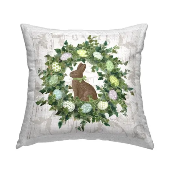 Stupell Industries Spring Easter Egg Wreath Outdoor Printed Pillow {1}