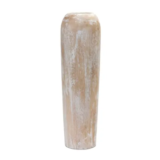23.5" Whitewashed Wood Cylinder Floor Vase {1}