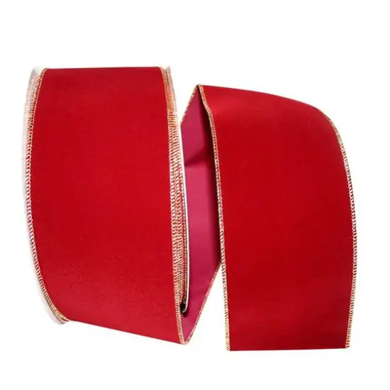 JAM Paper 4" x 50yd. Velvet Wired Ribbon Red {2}