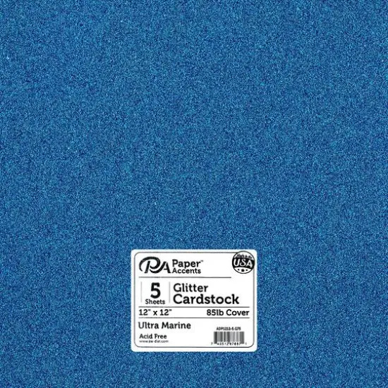 PA Paper™ Accents 12" x 12" Glitter Cardstock, 5 Sheets Ultra Marine {1}