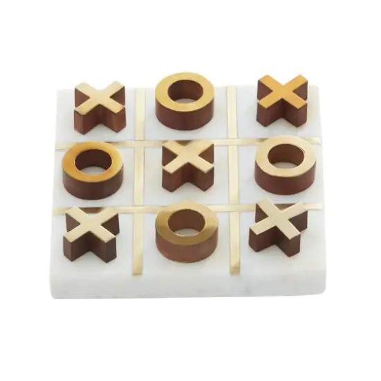 White Marble Tic-Tac-Toe Game Set {4}