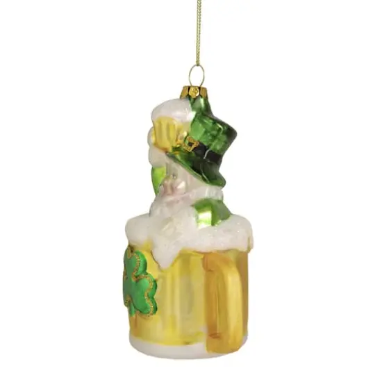5" Luck of the Irish Leprechaun and Gold Beer Mug Glass Ornament {5}
