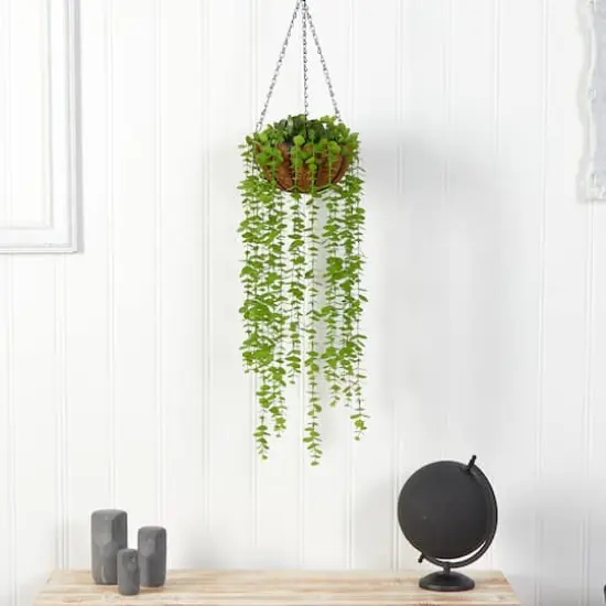 3ft. Eucalyptus Artificial Plant in Hanging Basket {4}