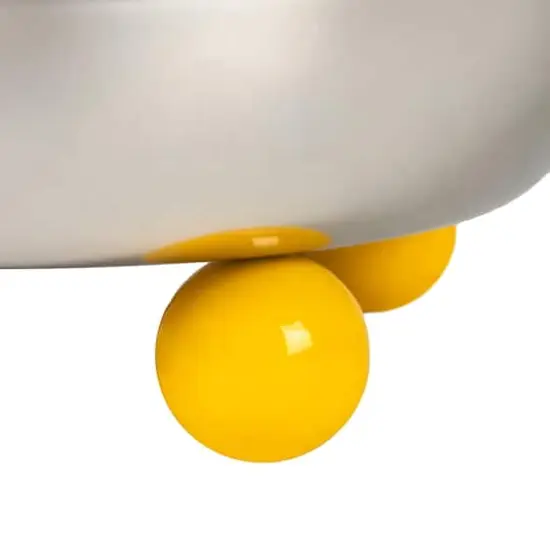 Hello Honey Stainless Steel Ice Bucket with Citron Color Enameled Ball Handles and Feet, Silver {13}