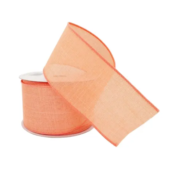 2.5" x 25ft. Faux Linen Wired Ribbon by Celebrate It&trade; D&eacute;cor Coral {3}