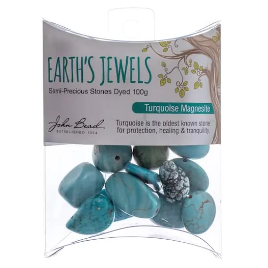 John Bead Earth's Jewels Natural Stone Bead Assortment, 100g Dyed Turquoise Magnesite {3}