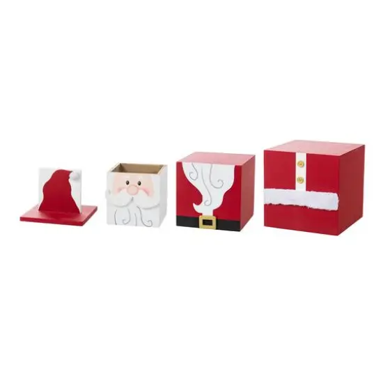 Glitzhome&reg; 24.5" Christmas Wood Santa and Nutcracker Reversible Boxed Porch Decor {8}